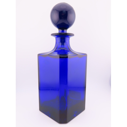 55 - Heavy Cobalt blue glass decanter.