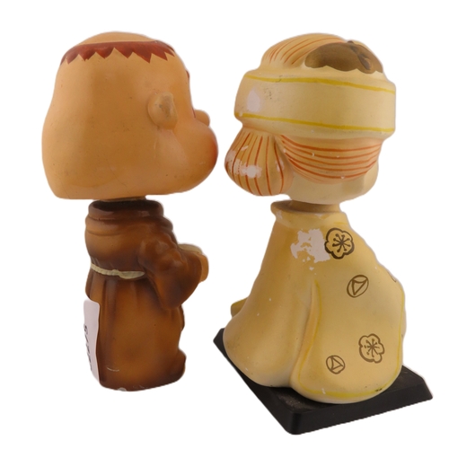 61 - Two Vintage Japanese bobble head figurines.