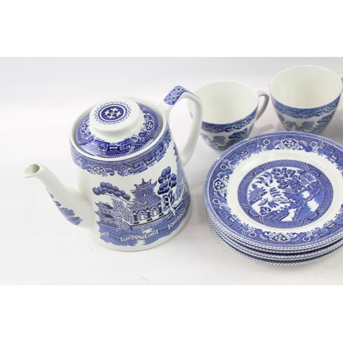300 - Myott Old Willow Blue and White Ceramic Tea Set Cups Saucers Tea Cups Tea Pot 2306744