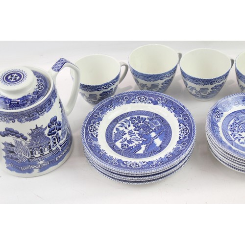 300 - Myott Old Willow Blue and White Ceramic Tea Set Cups Saucers Tea Cups Tea Pot 2306744