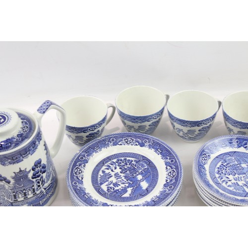 300 - Myott Old Willow Blue and White Ceramic Tea Set Cups Saucers Tea Cups Tea Pot 2306744