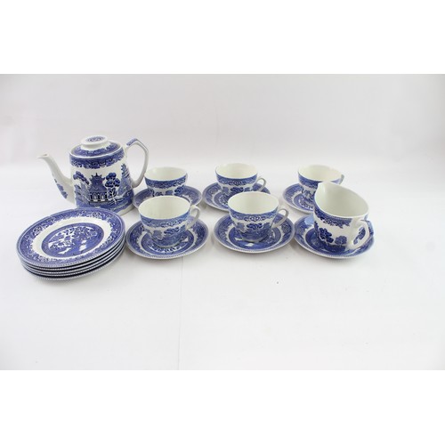 300 - Myott Old Willow Blue and White Ceramic Tea Set Cups Saucers Tea Cups Tea Pot 2306744