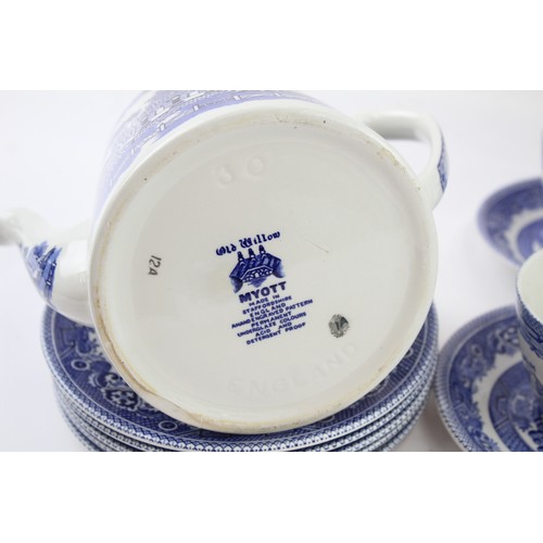 300 - Myott Old Willow Blue and White Ceramic Tea Set Cups Saucers Tea Cups Tea Pot 2306744