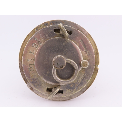 296 - Brass horse tracheostomy tube, early 1900s veterinary instrument, engraved markings.