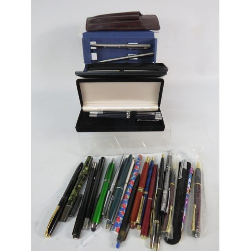 464 - Collection of assorted vintage and modern pens and pencils, including fountain, ballpoint, and prope... 