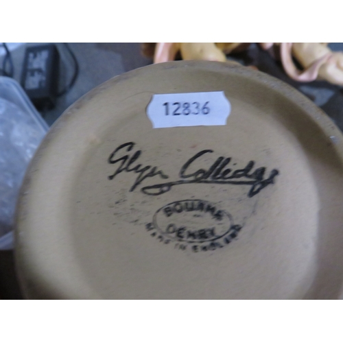 482 - A Denby vase plus a large West German pottery vase with textured and glazed surfaces in green and or... 