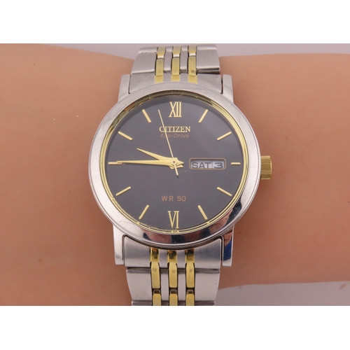 509 - Citizen Eco-Drive WR50 wristwatch, black dial, working