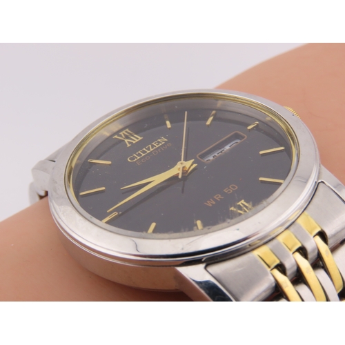 509 - Citizen Eco-Drive WR50 wristwatch, black dial, working