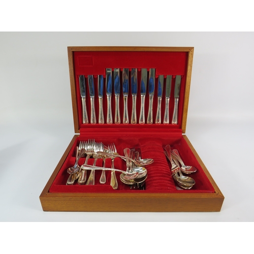 495 - Cased canteen of silver-plated cutlery, approx. 16 by 11 by 3 inches.