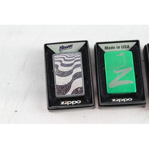 351 - Boxed Unused Zippo Pocket Lighters Inc Wolves, Golf & Mosaic Pattern  512715