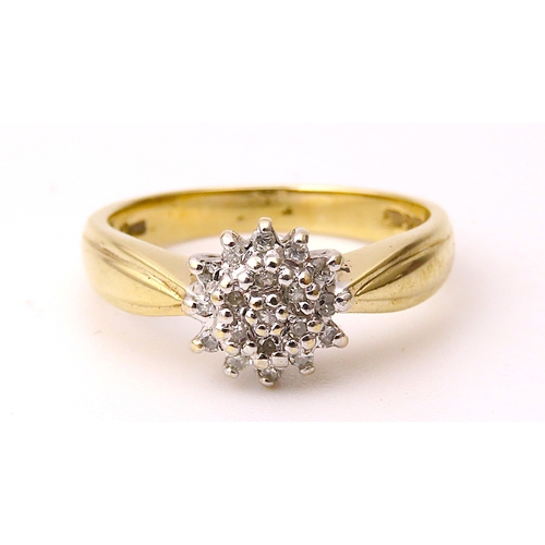 9ct Gold Diamond Cluster Ring a modern cluster ring of yellow gold, set ...