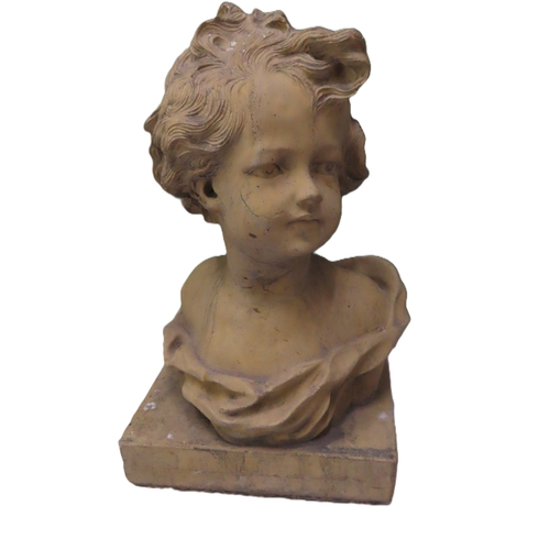 75 - A Classical Style Bust 13 inches high A sculptural bust of a young child made from composite stone w... 