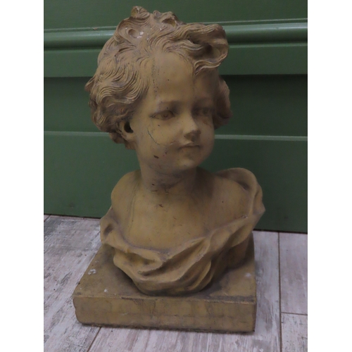 75 - A Classical Style Bust 13 inches high A sculptural bust of a young child made from composite stone w... 