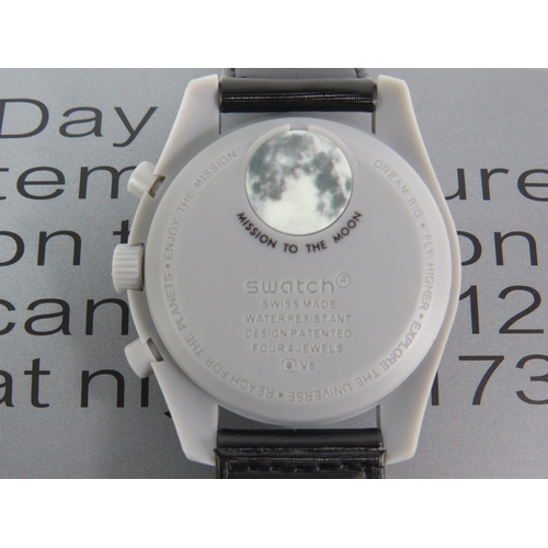 290 - Omega Speedmaster chronograph wristwatch from the Mission to the Moon Bioceramic MoonSwatch Collecti... 