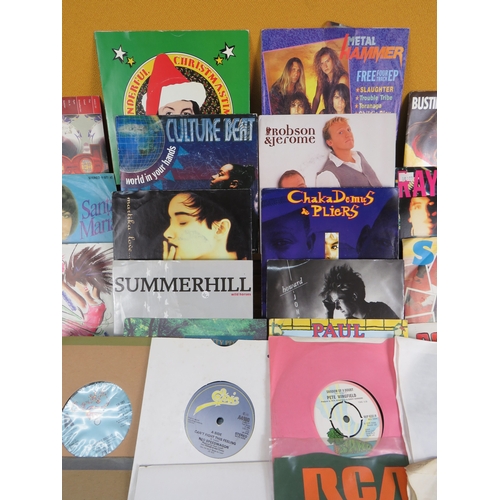 558 - Large collection of 85+ vinyl 7-inch singles (45 RPM records) featuring various artists from multipl... 