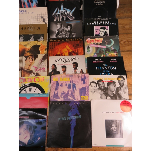 560 - Collection of 90+ vinyl 7-inch singles (45 RPM records) featuring various artists from 1960s-1990s. ... 