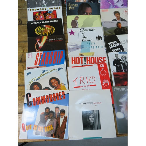 560 - Collection of 90+ vinyl 7-inch singles (45 RPM records) featuring various artists from 1960s-1990s. ... 