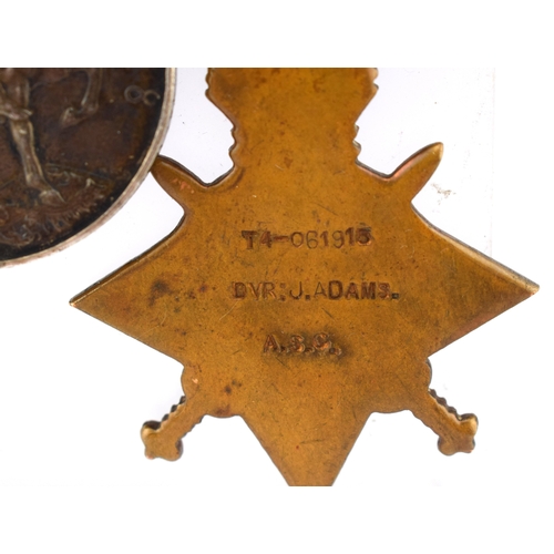 204 - Collection of Three WW1 Medals. Victory Medal , 14-18 Medal and 14-15 Star. Recipiant T4 061915mDr J... 