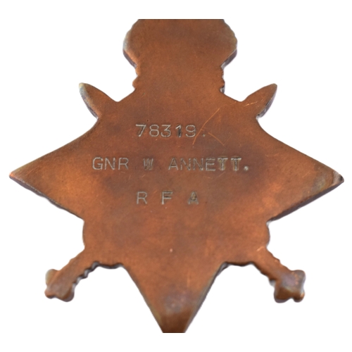 206 - Collection of Three WW1 Medals. Victory Medal , 14-18 Medal and 14-15 Star. Recipiant 78319 Gunner W... 