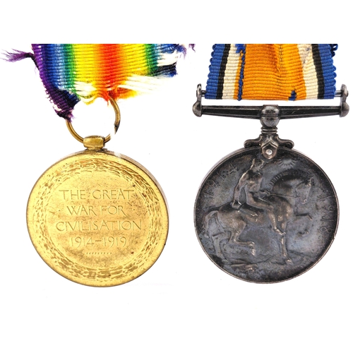 210 - WW1 Victory Medal and 1914-18 Medal awarded to T-28891 Pte H. J Stubbs ASC  (Bag 27)