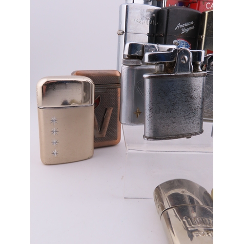 139 - Collection of vintage and novelty cigarette lighters, enamel novelty lighters, Budweiser and America... 