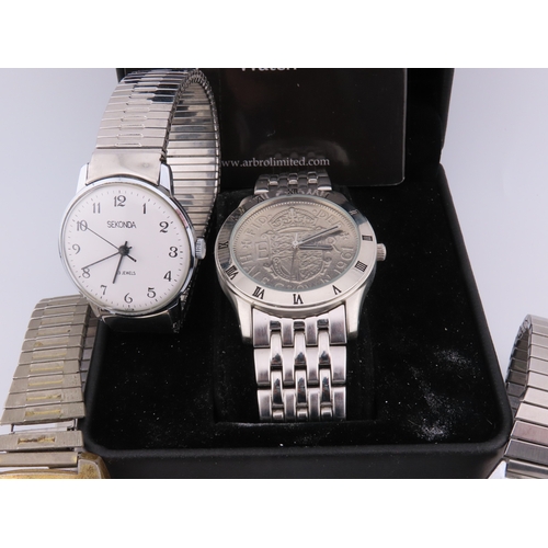 150 - Collection of eight wristwatches mechanical and quartz examples, boxed pieces, silver tone bracelets... 