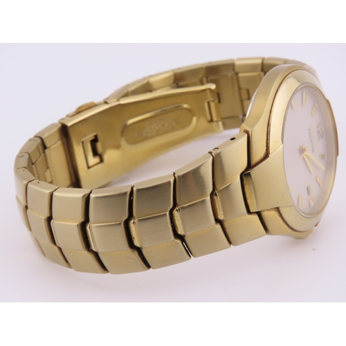 164 - Citizen Eco?Drive wristwatch, working  gold?tone, champagne dial, date aperture, matching bracelet.