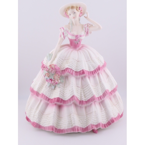 166 - Coalport limited edition Carnation figurine  pink and white layered dress, bouquet, limited edition.