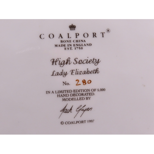 167 - Coalport limited edition High Society figurine  lavender and cream attire with teacup, limited editi... 