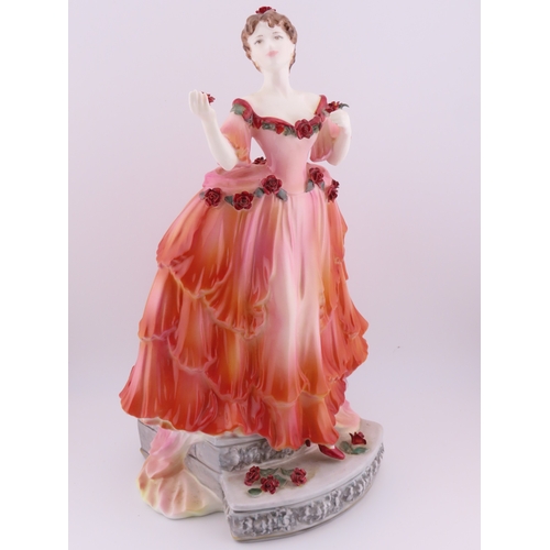 169 - Coalport limited edition English Rose  Marlena  orange?rose gown with floral accents, LE of 1000.