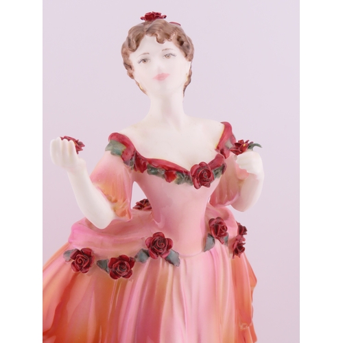 169 - Coalport limited edition English Rose  Marlena  orange?rose gown with floral accents, LE of 1000.
