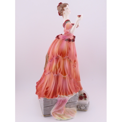 169 - Coalport limited edition English Rose  Marlena  orange?rose gown with floral accents, LE of 1000.
