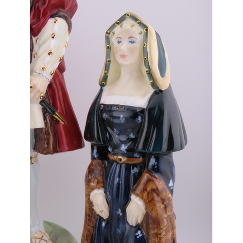 170 - Coalport royal figures  Henry VIII and two wives, Katherine of Aragon and Anee Boleyn, trio of histo... 