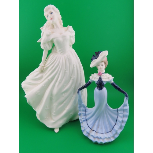 172 - Coalport figurines  Helena and Lady Grace  white gown Helena and blue Victorian Lady Grace.