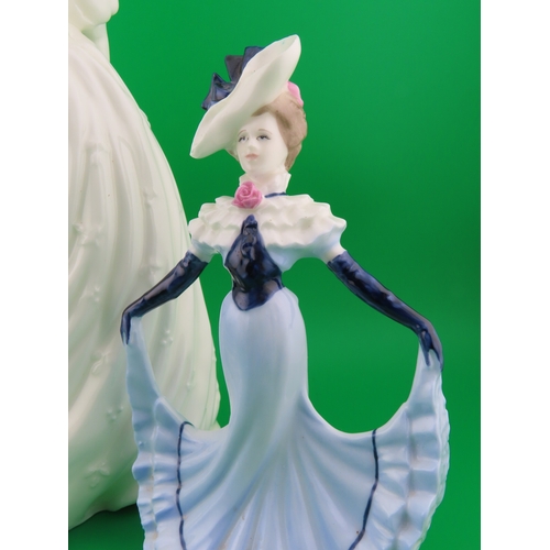 172 - Coalport figurines  Helena and Lady Grace  white gown Helena and blue Victorian Lady Grace.