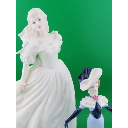172 - Coalport figurines  Helena and Lady Grace  white gown Helena and blue Victorian Lady Grace.