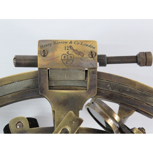 260 - Brass nautical sextant in wooden box with Nories Tables navigation book
