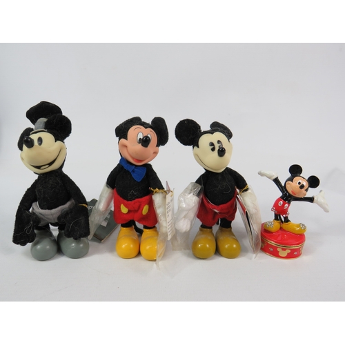 264 - Disney's Mickey Mouse Annual 2000 with collection of Mickey Mouse soft toys and collectibles
