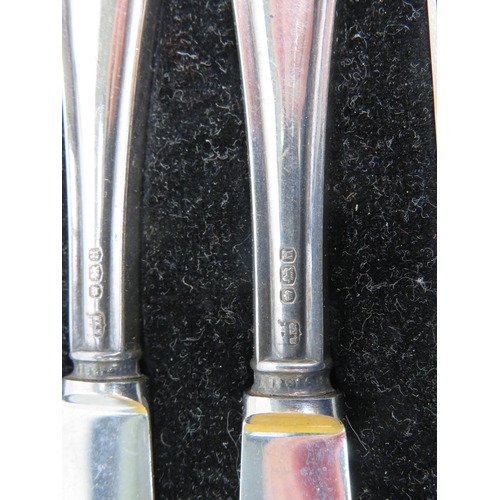 272 - Cased set of six silver handled butter knives made in England