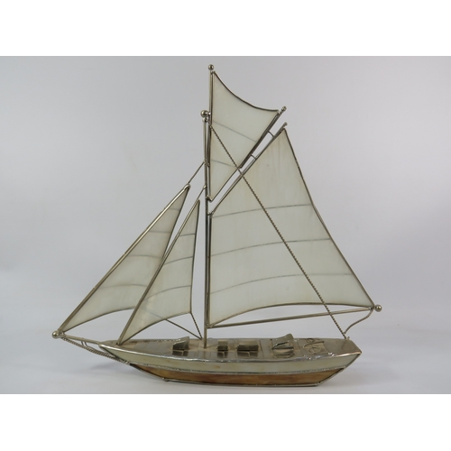 253 - Metal sailboat model approx 18h x 20w x 3d inches
