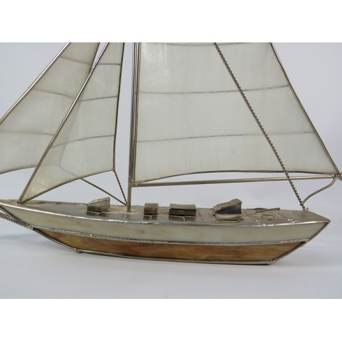 253 - Metal sailboat model approx 18h x 20w x 3d inches