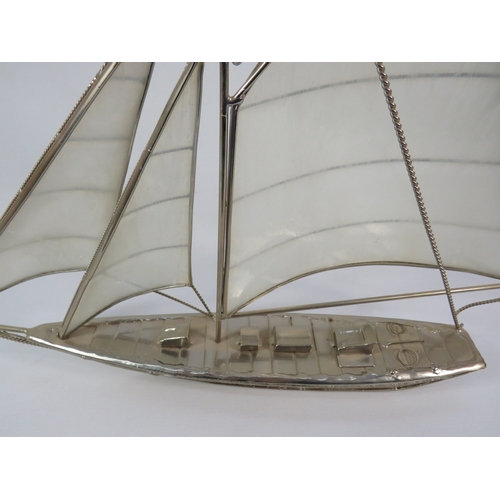 253 - Metal sailboat model approx 18h x 20w x 3d inches