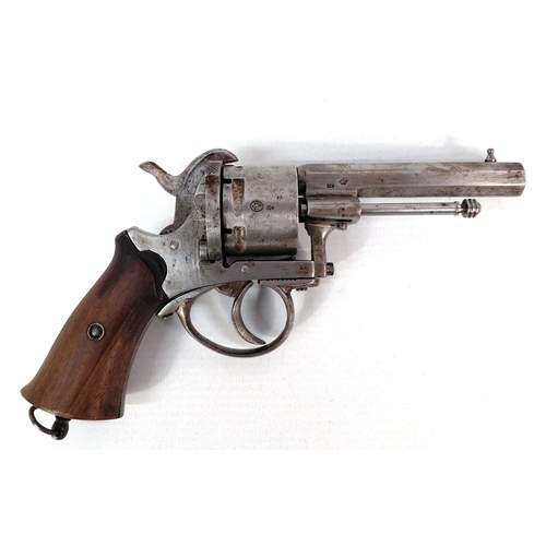 225A - 19th century Belgian Model 1878 pinfire revolver, cocks and Trigger works. Antique Belgian-manufactu... 