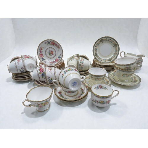 161 - Collection of fine bone china tea wares by Aynsley, Royal Grafton and Coalport: cups, saucers, side ... 