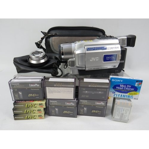JVC digital camcorder with carry bag plus DVC tapes and accessories
