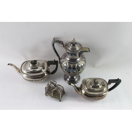 210 - Vintage Silver Plate Teapot Pair Pitcher Toast Rack 2373g  566739