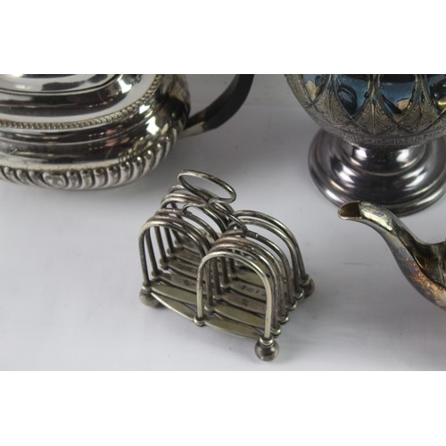 210 - Vintage Silver Plate Teapot Pair Pitcher Toast Rack 2373g  566739