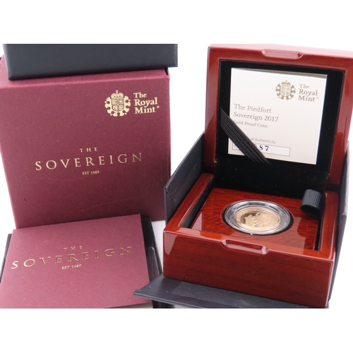 101 - A 2017 United Kingdom gold piedfort Sovereign, struck in 22 carat gold to proof standard. The obvers... 