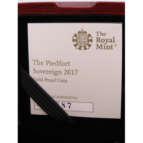 101 - A 2017 United Kingdom gold piedfort Sovereign, struck in 22 carat gold to proof standard. The obvers... 