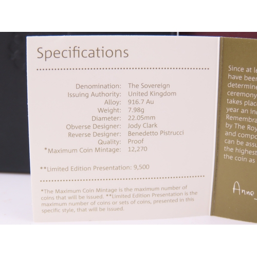 102 - A 2019 United Kingdom gold Sovereign struck in 22 carat gold to proof standard. The obverse features... 